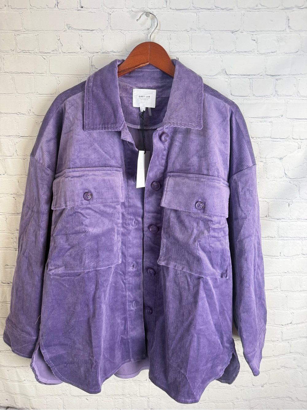 GREY LAB Purple Corduroy Lightweight Shirt Jacket NWT Large Oversized